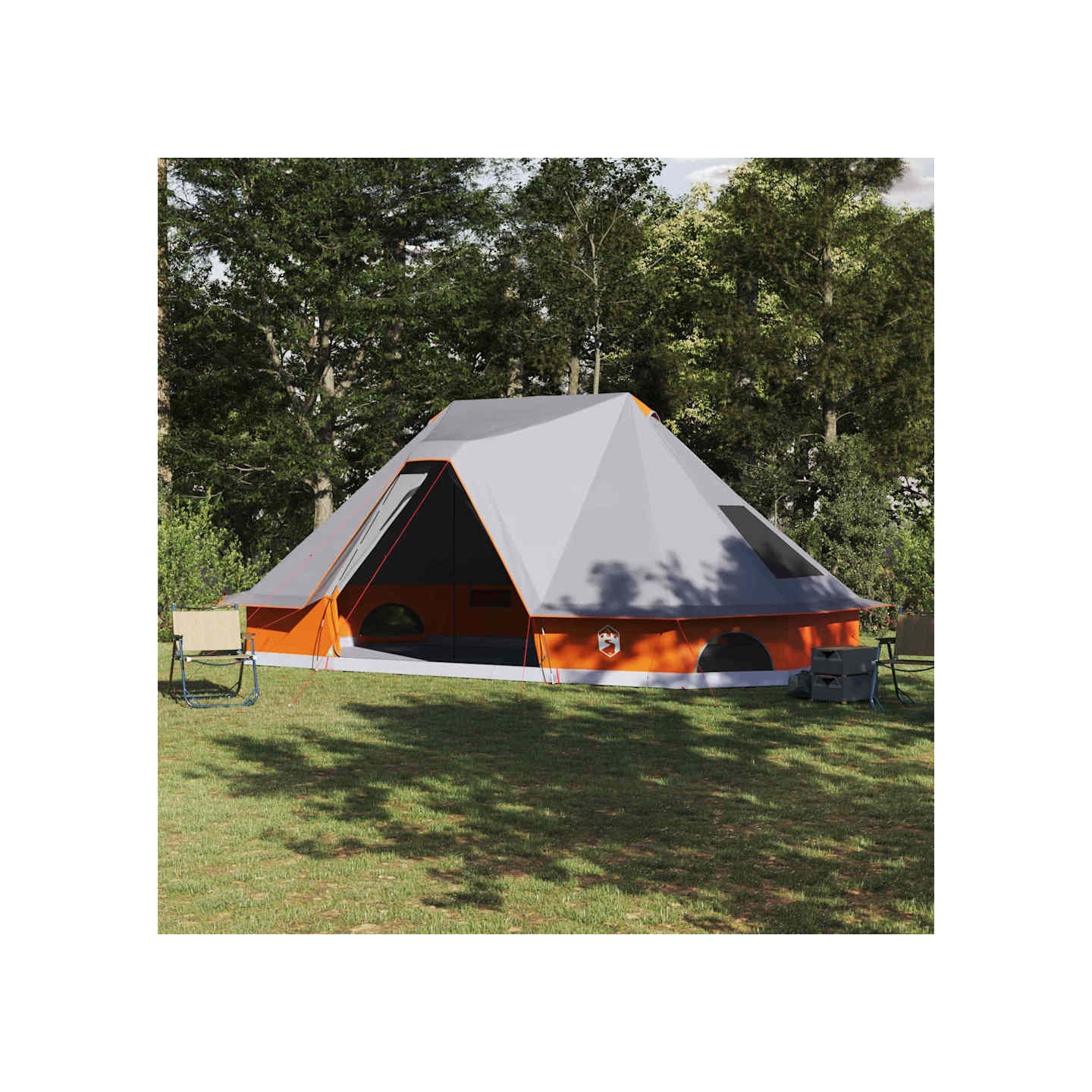Tente Tipi 10 personne Gris et orange taffetas