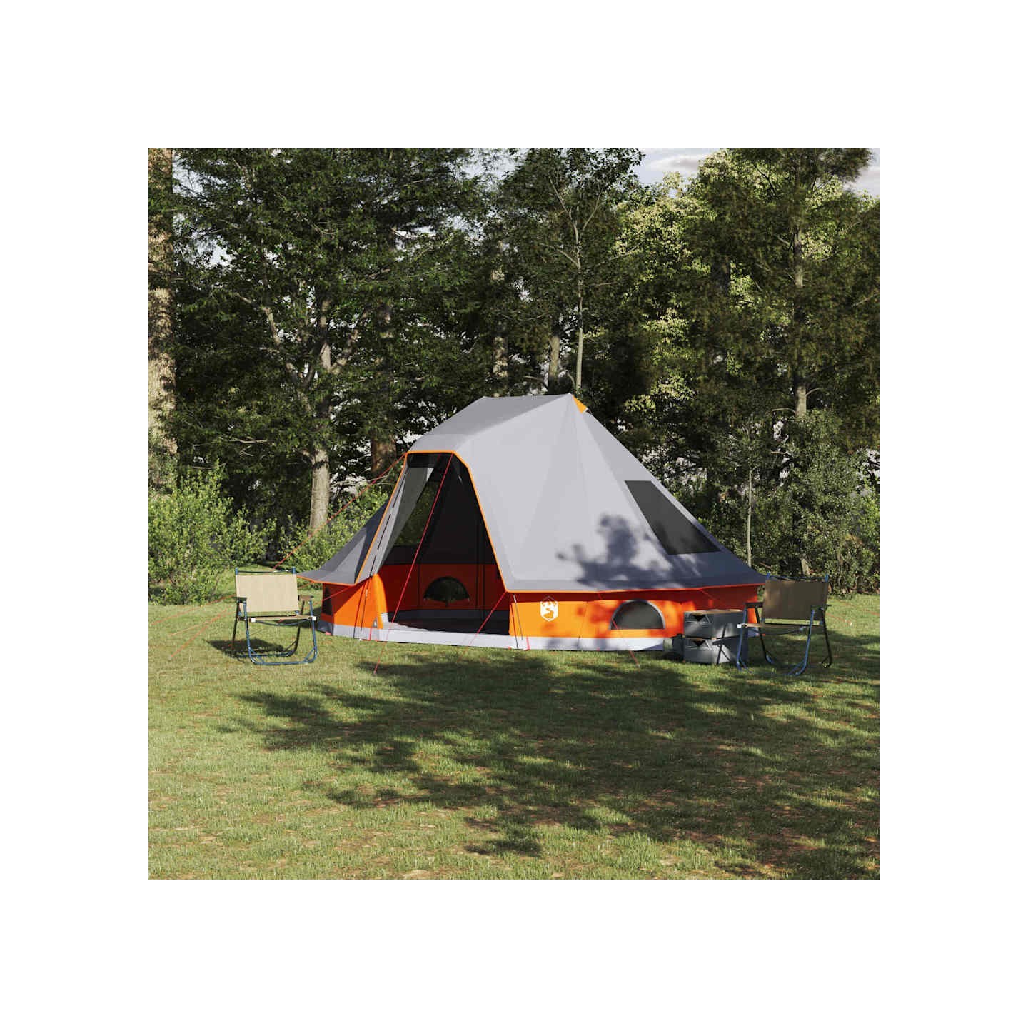 Tente Tipi 6 personne Gris et orange taffetas