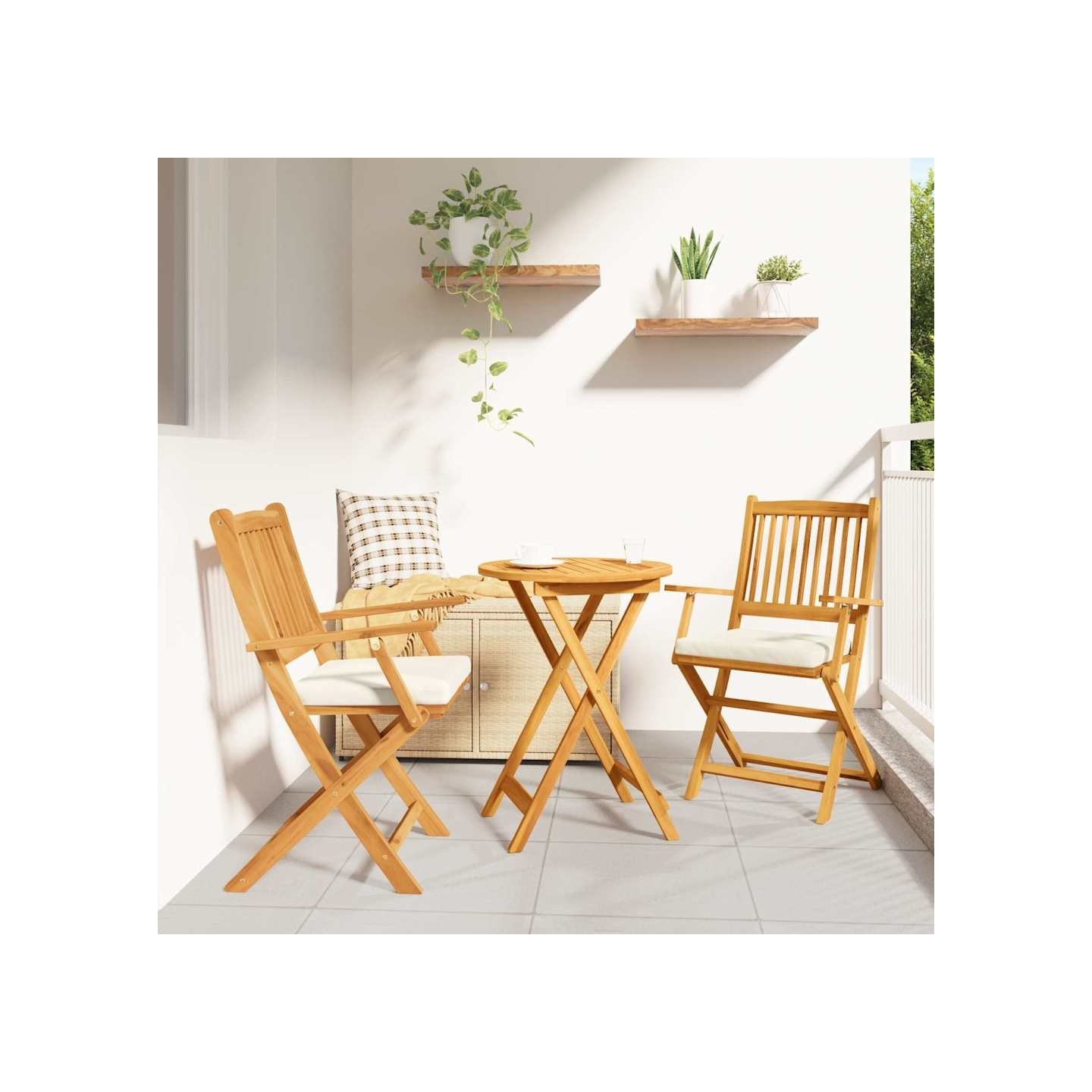 Chaise pliante 2 pc Marron Bois d'acacia massif