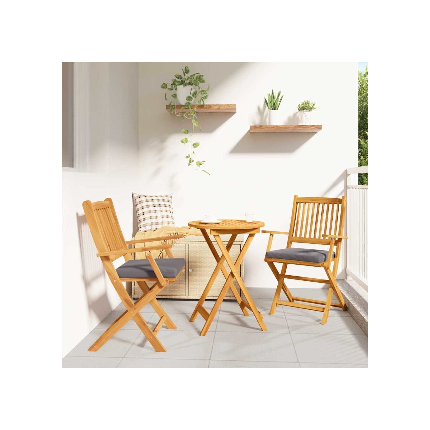 Chaise pliante 2 pc Marron Bois d'acacia massif