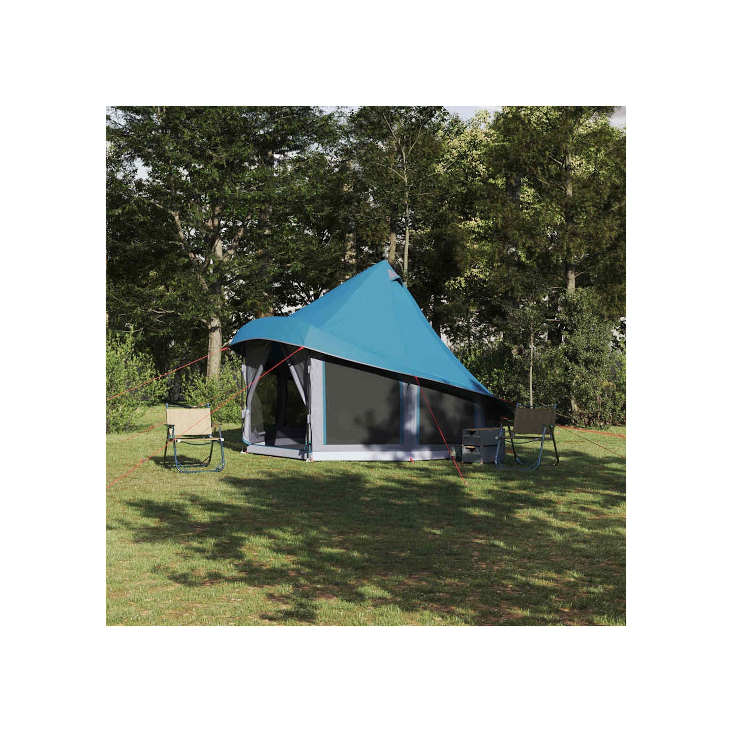 Tente Tipi avec toit Bleu 404 x 370 x 270 cm taffetas