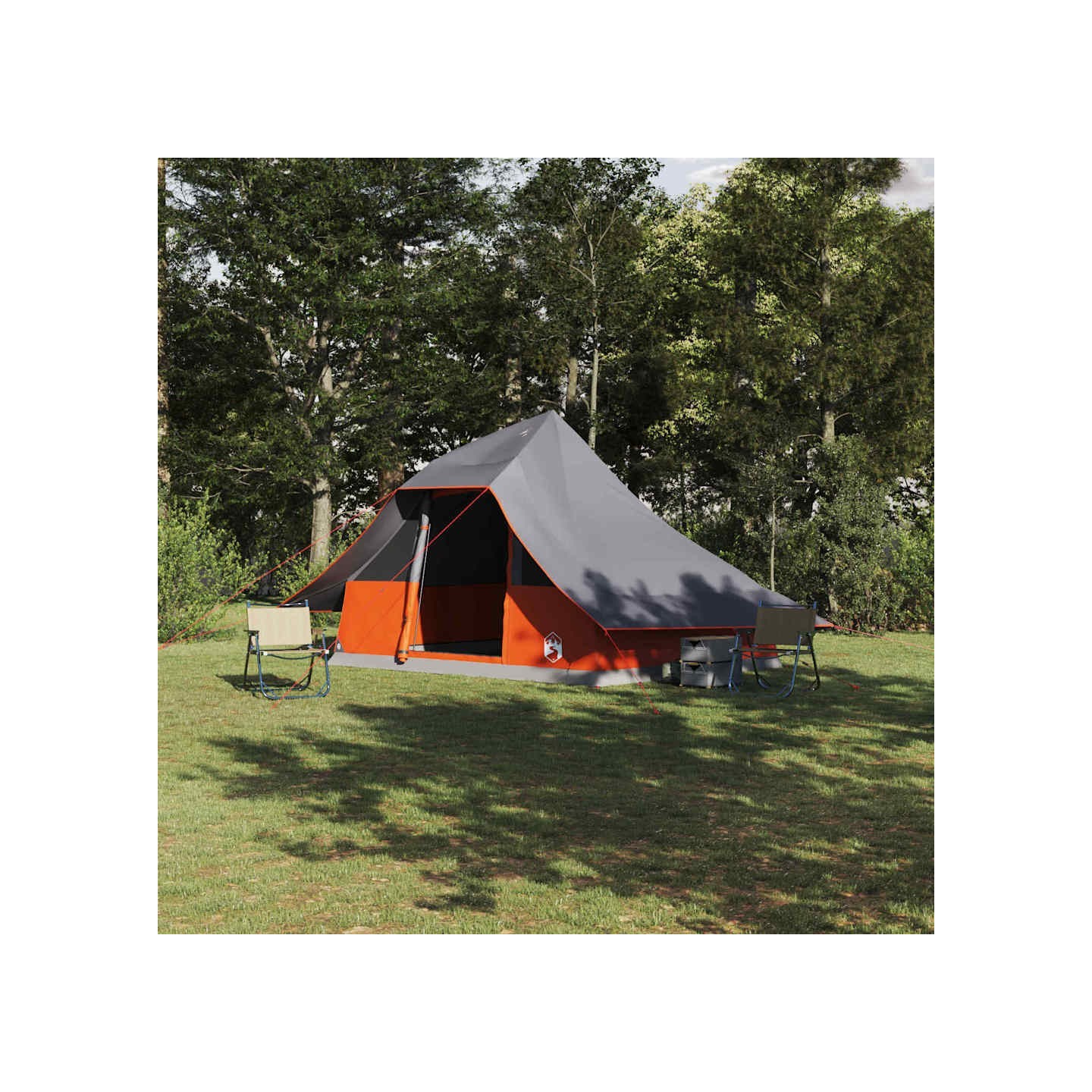 Tente Tipi 10 personne Gris et orange taffetas