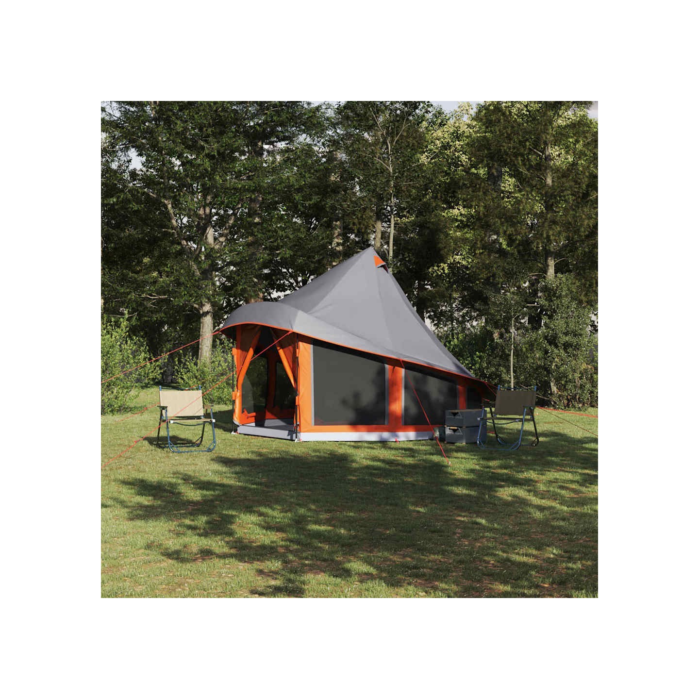 Tente Tipi avec toit Gris et orange 404 x 370 x 270 cm taffetas