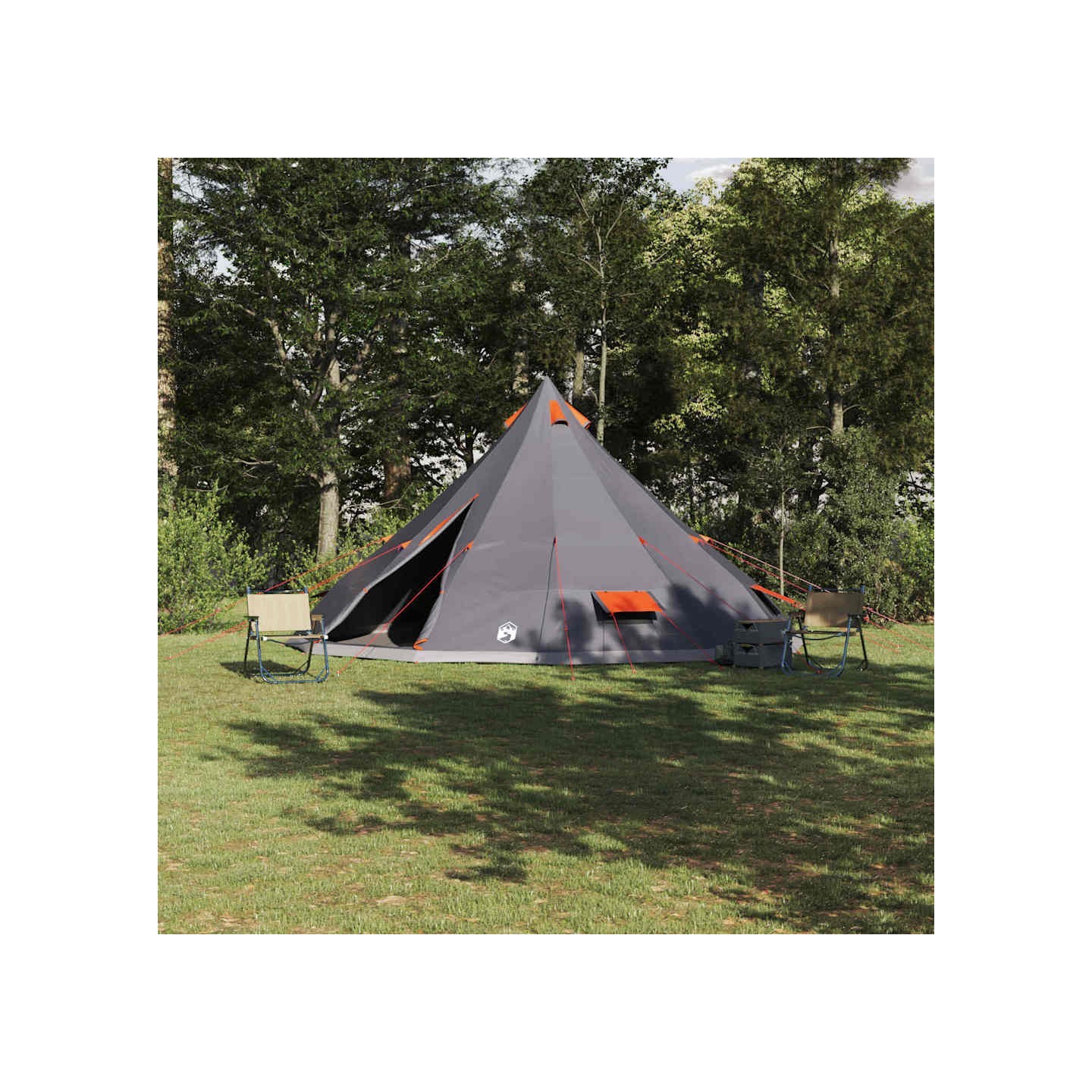 Tente Tipi avec toit Gris et orange 560 x 560 x 300 cm taffetas