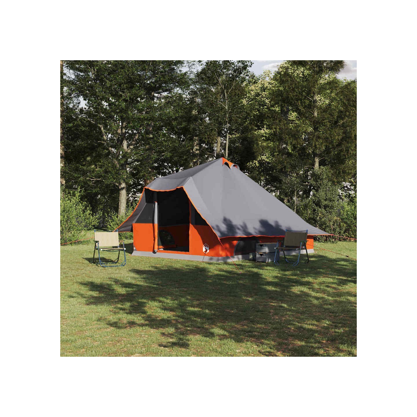Tente Tipi 8 personne Gris et orange taffetas