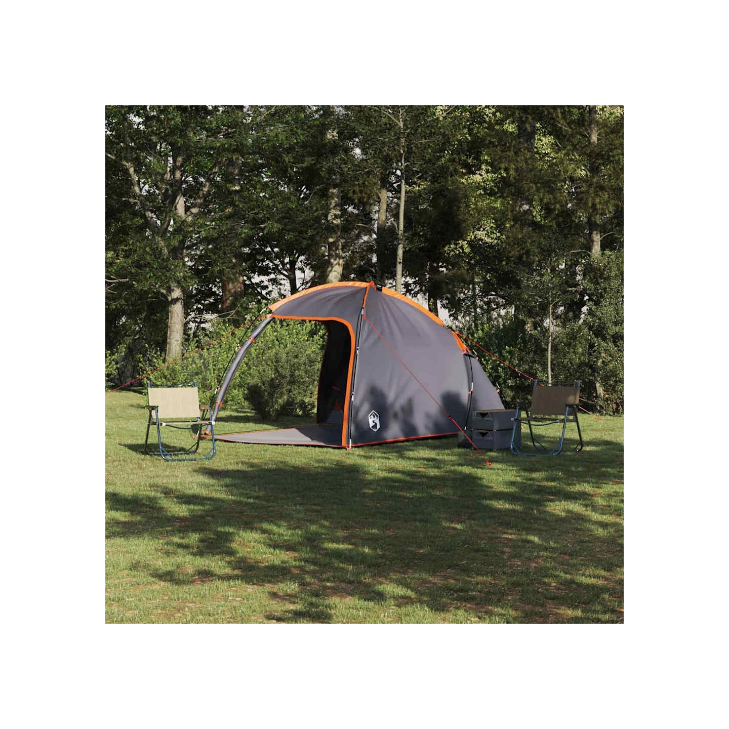 Tente Cabane 2 personne Gris et orange taffetas