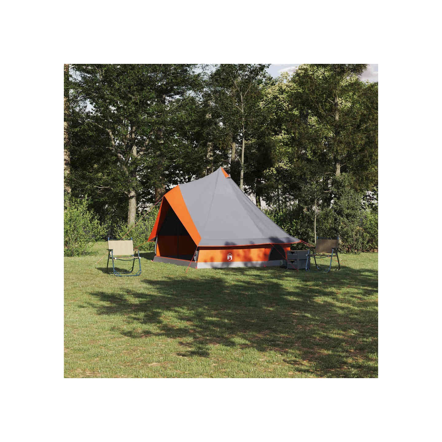 Tente Tipi 8 personne Gris et orange taffetas