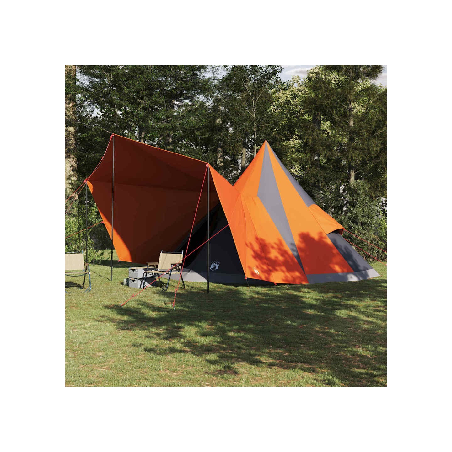 Tente Tipi avec toit Gris et orange 510 x 690 x 330 cm taffetas