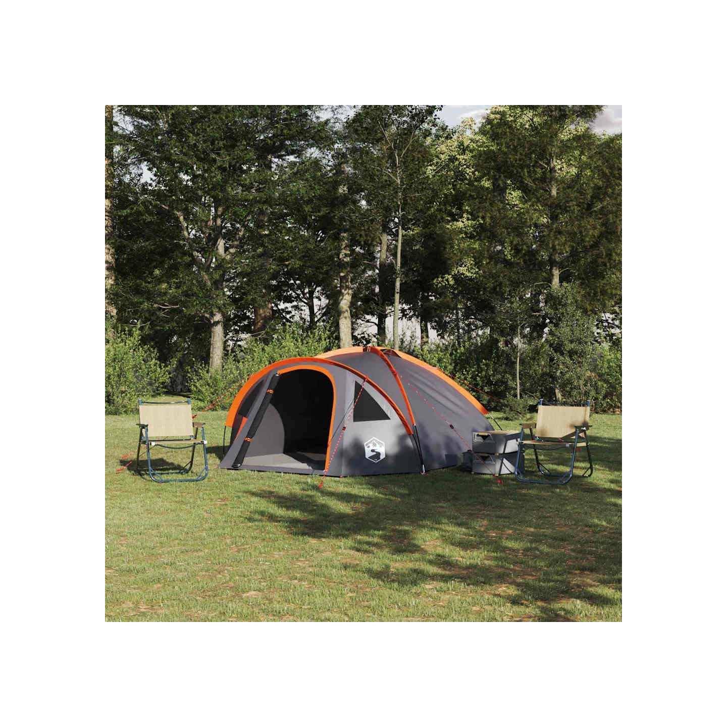 Tente Dôme 4 personne Gris et orange taffetas Imperméable