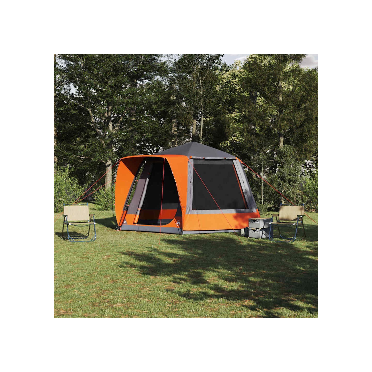 Tente de camping 8 personne Gris et orange Polyester