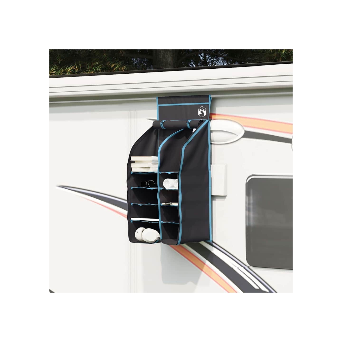 Organisateur de tente suspendu 10 poches Noir 40,5 x 25 x 80 cm