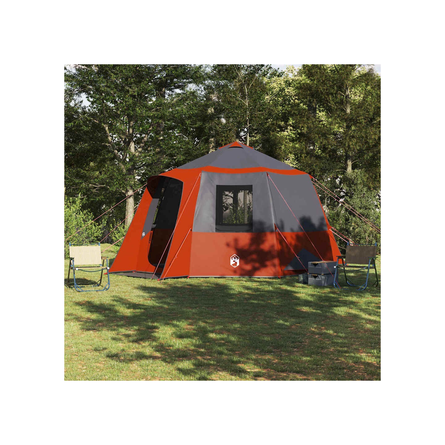 Tente de cabane 12 personnes 10 personne Gris et orange