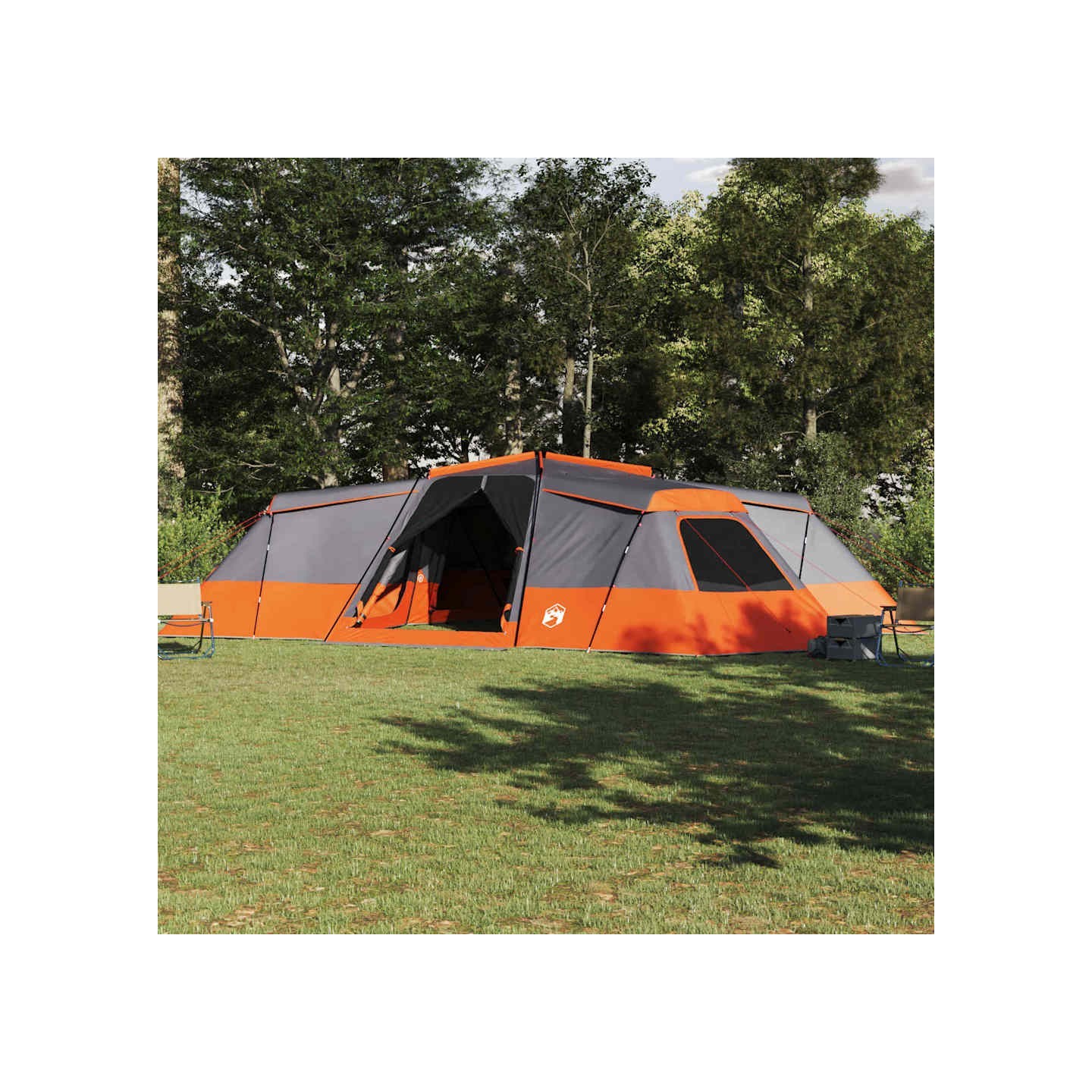 Tente familiale 16 personne Gris et orange taffetas Imperméable