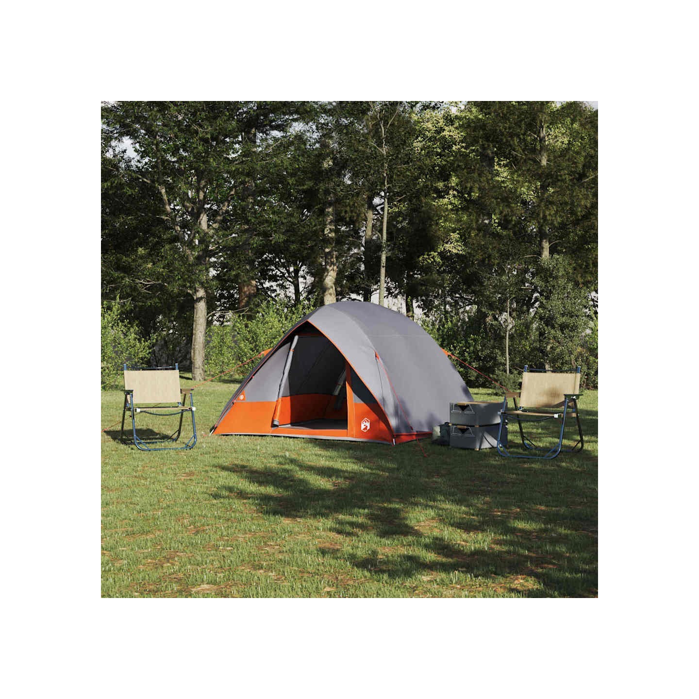 Tente de camping 4 personne Gris et orange taffetas Imperméable