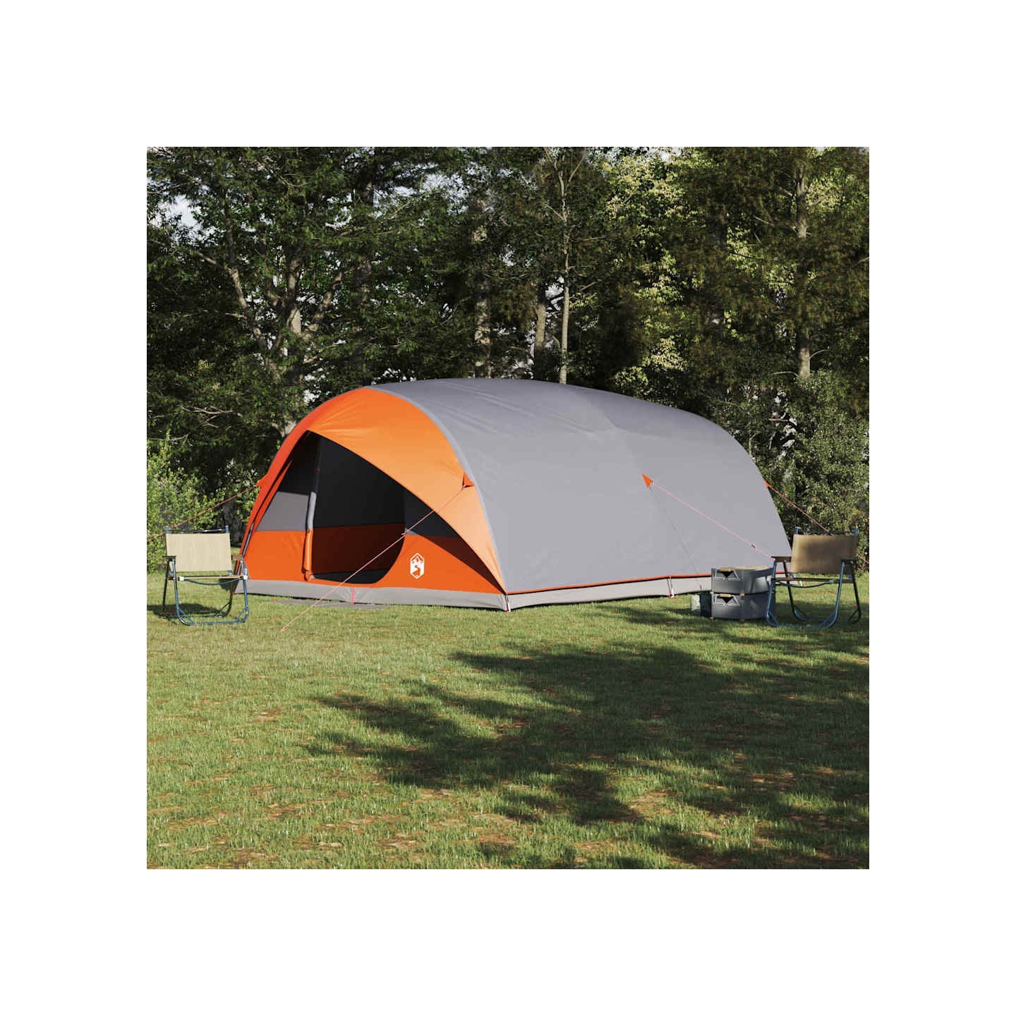Tente Tunnel 10 personne Gris et orange taffetas Imperméable