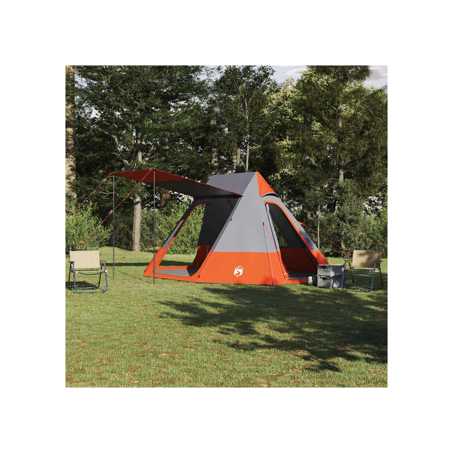 Tente de camping 10 personne Gris et orange taffetas