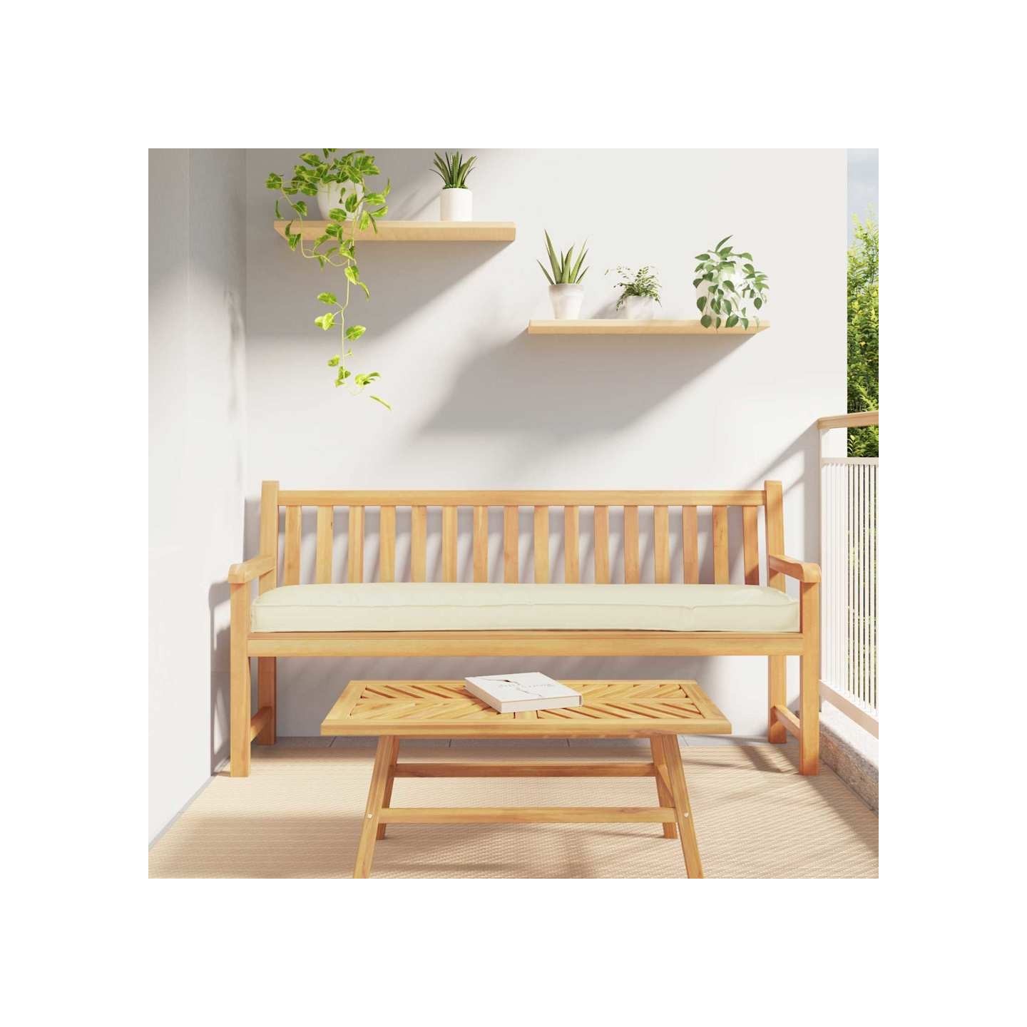 Coussin de palette Crème 200 x 40 x 8 cm Tissu Oxford