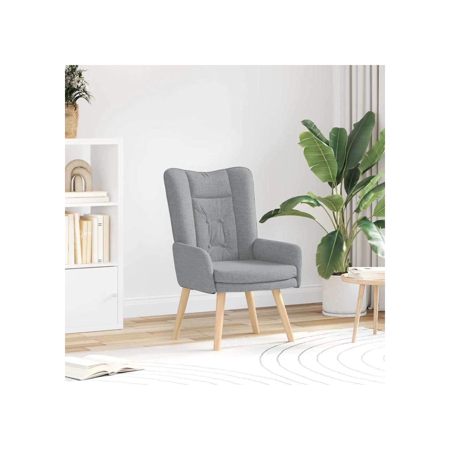 Fauteuil Gris clair 63 x 67 x 94 cm Tissu et contreplaqué
