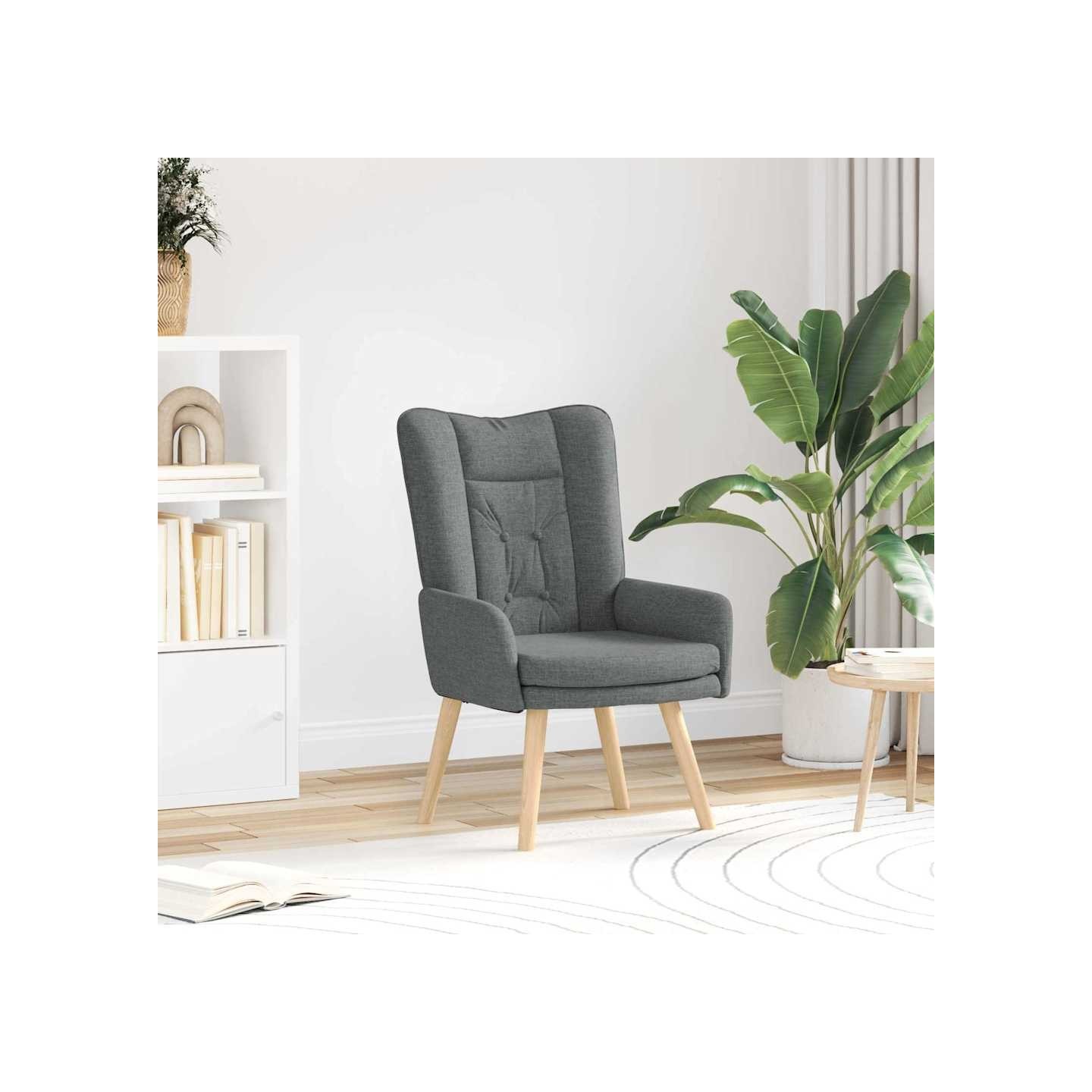 Fauteuil Gris foncé 63 x 67 x 94 cm Tissu et contreplaqué