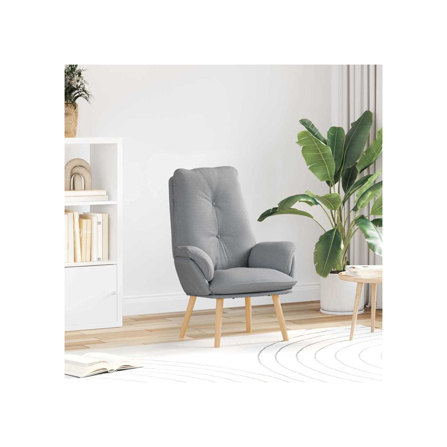 Fauteuil Gris clair 69 x 74 x 93 cm Tissu et Contreplaqué