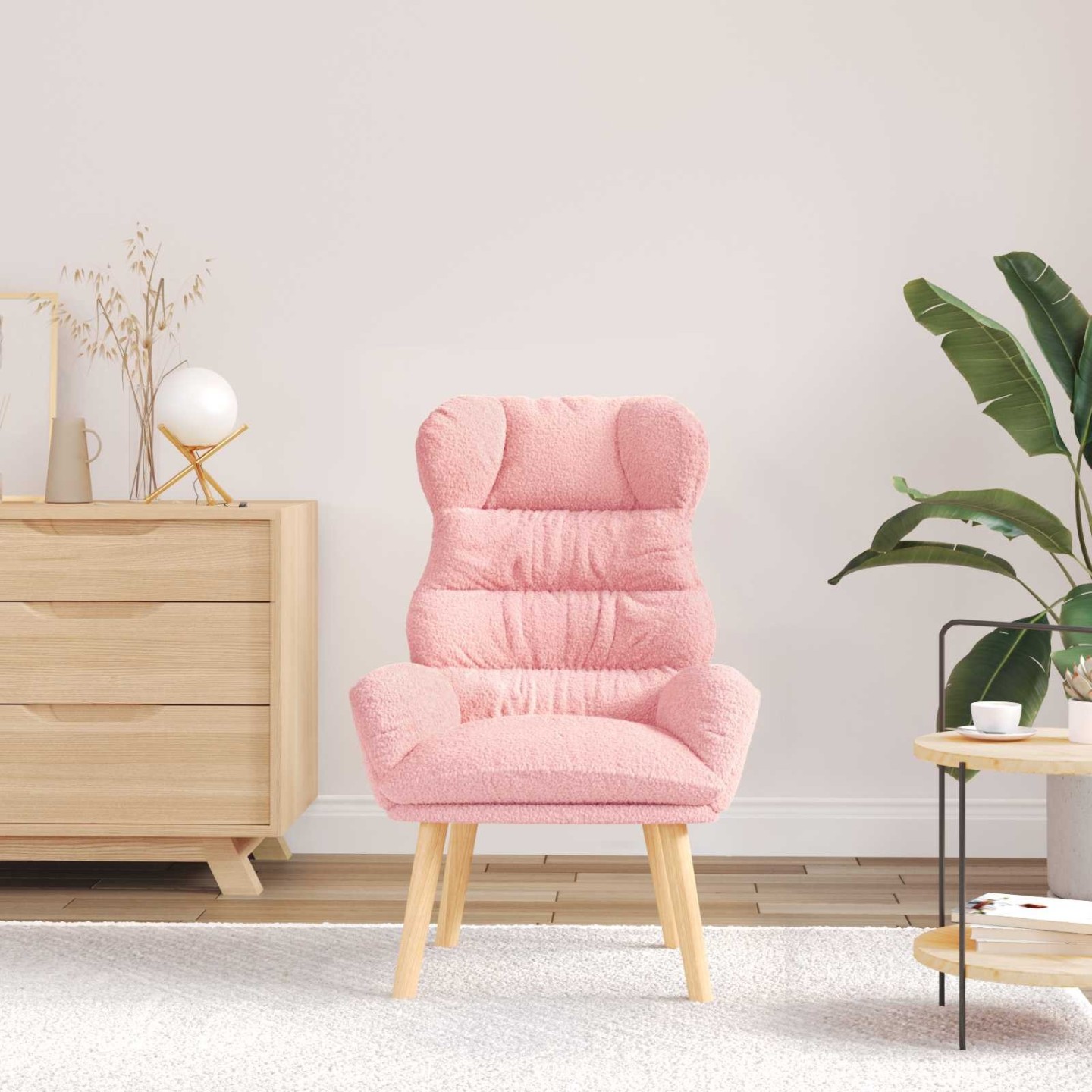 Fauteuil Rose 69 x 74 x 93 cm Tissu Sherpa