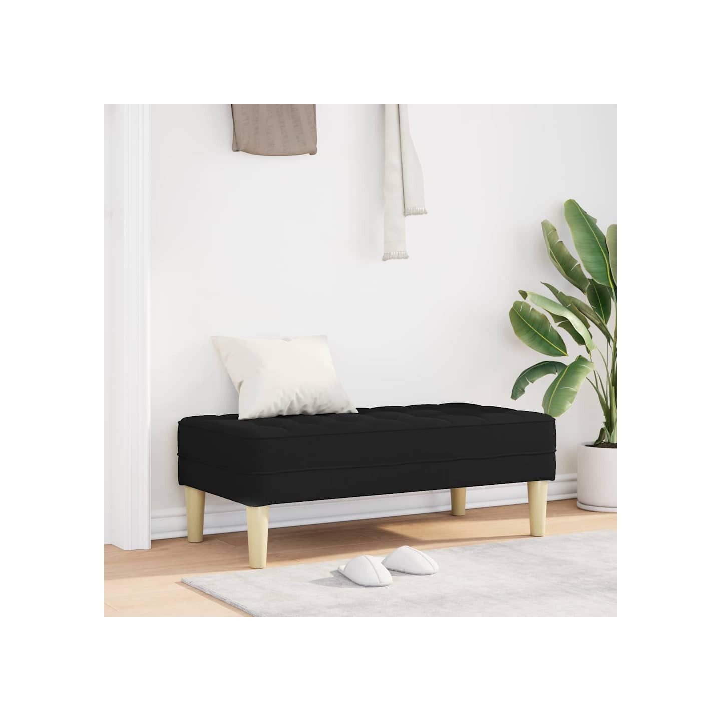 Banc avec coussin Noir 113 x 57 x 39 cm tissu