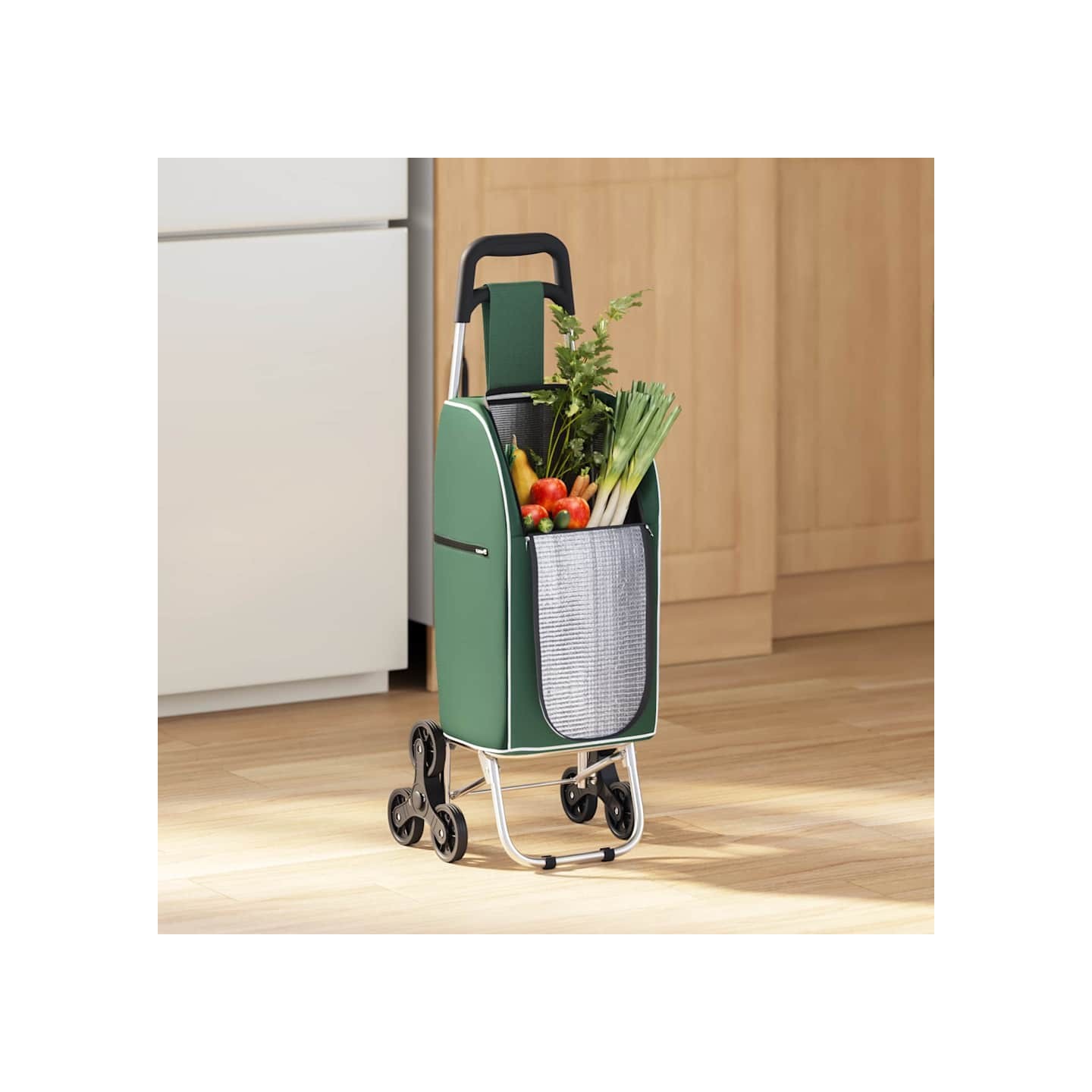 Trolley de shopping Vert 39,5 x 33 x 93 cm Tissu Oxford