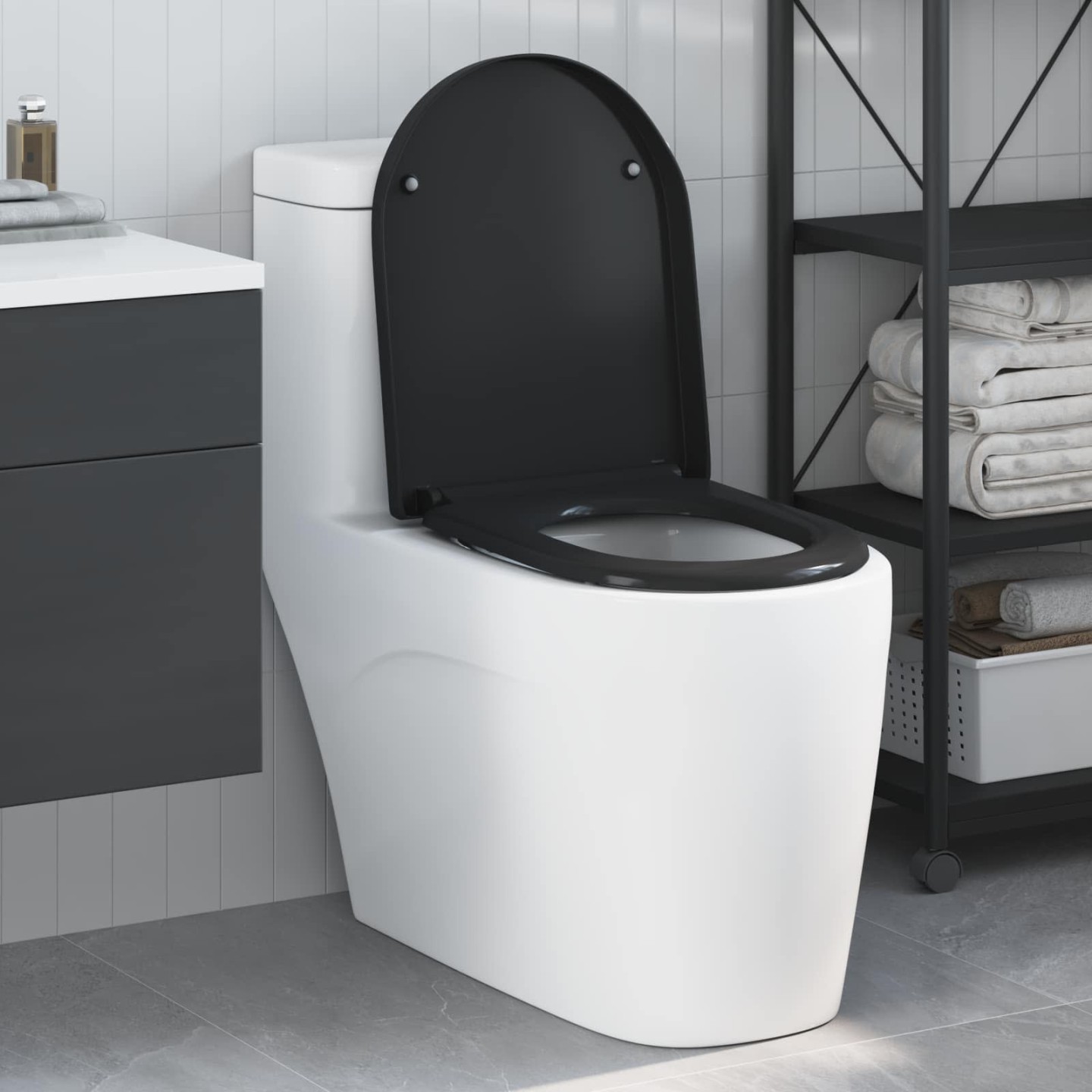 Siège de toilette Noir 49 x 36 x 4 cm Duroplast