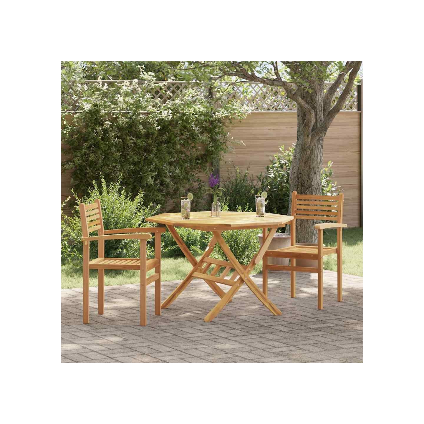 Chaise 2 pc Marron Bois de teck massif