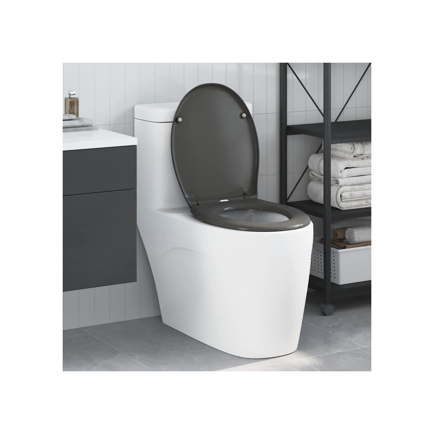 Siège de toilette Anthracite 47 x 37 x 4 cm Duroplast