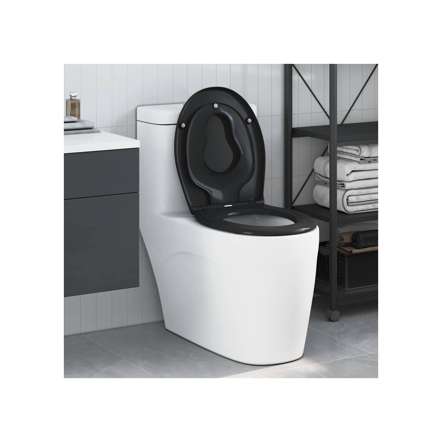 Siège de toilette Noir 47 x 37 x 4 cm Duroplast