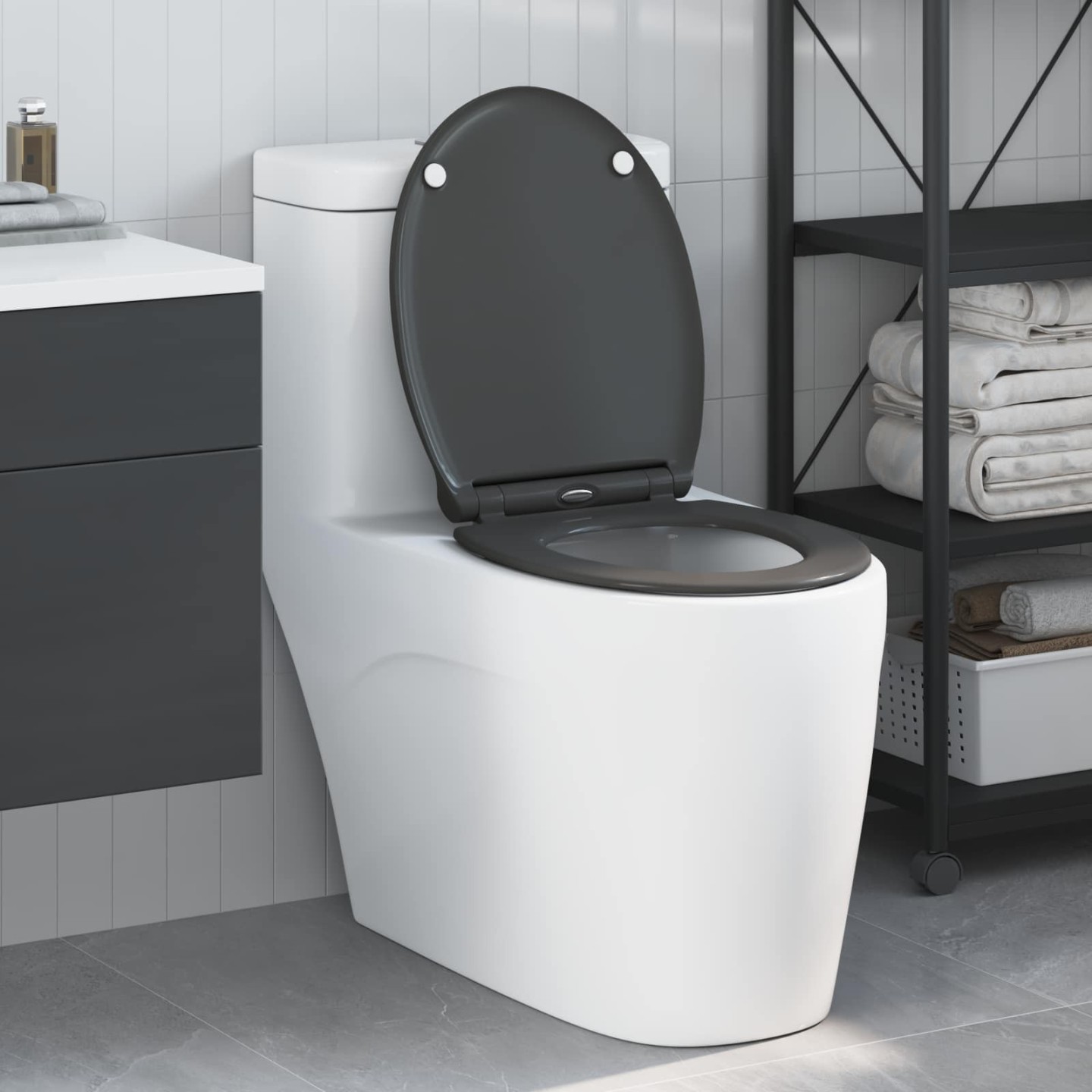 Siège de toilette Anthracite 45,5 x 37,5 x 3,8 cm Duroplast