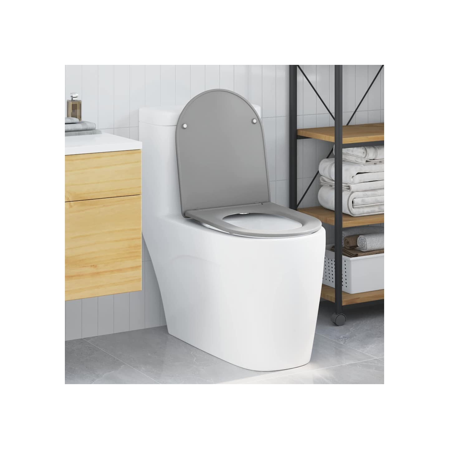 Siège de toilette Gris 47 x 36 x 3,4 cm Duroplast