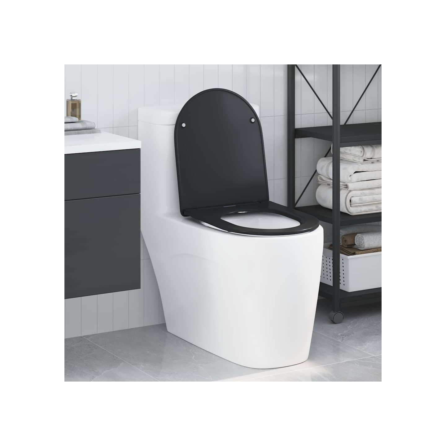 Siège de toilette Noir 47 x 36 x 3,4 cm Duroplast