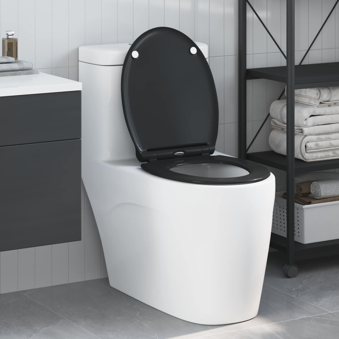 Siège de toilette Noir 45,5 x 37,5 x 3,8 cm Duroplast