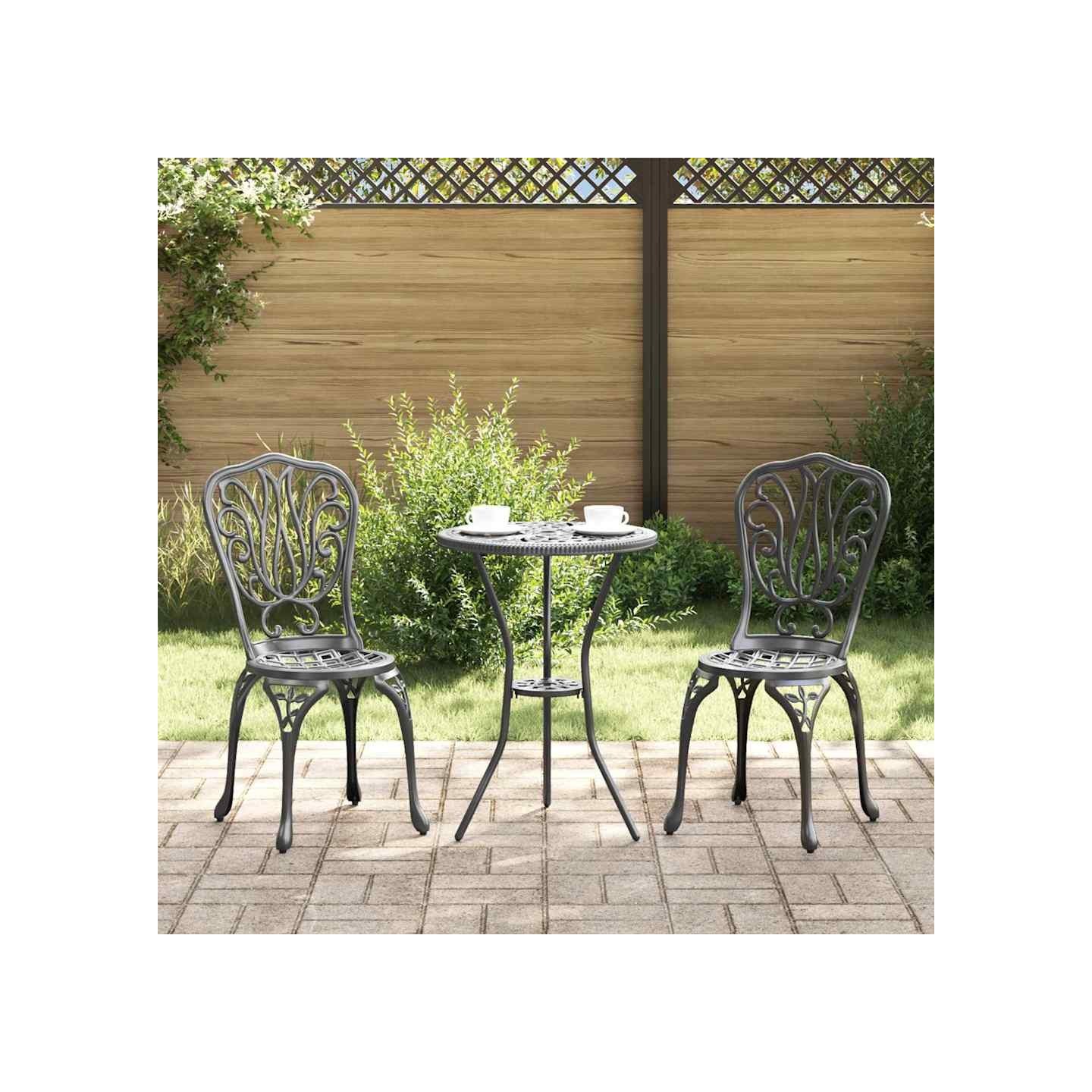 Ensemble bistro de jardin 3 pc Noir Aluminium