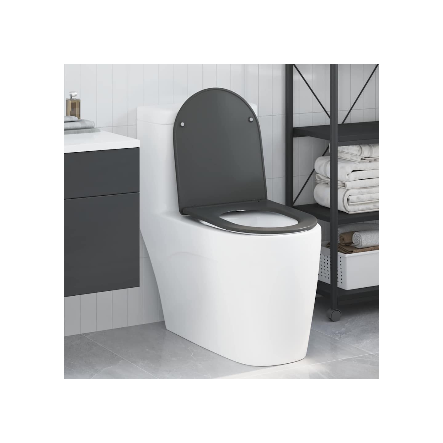 Siège de toilette Anthracite 47 x 36 x 3,4 cm Duroplast