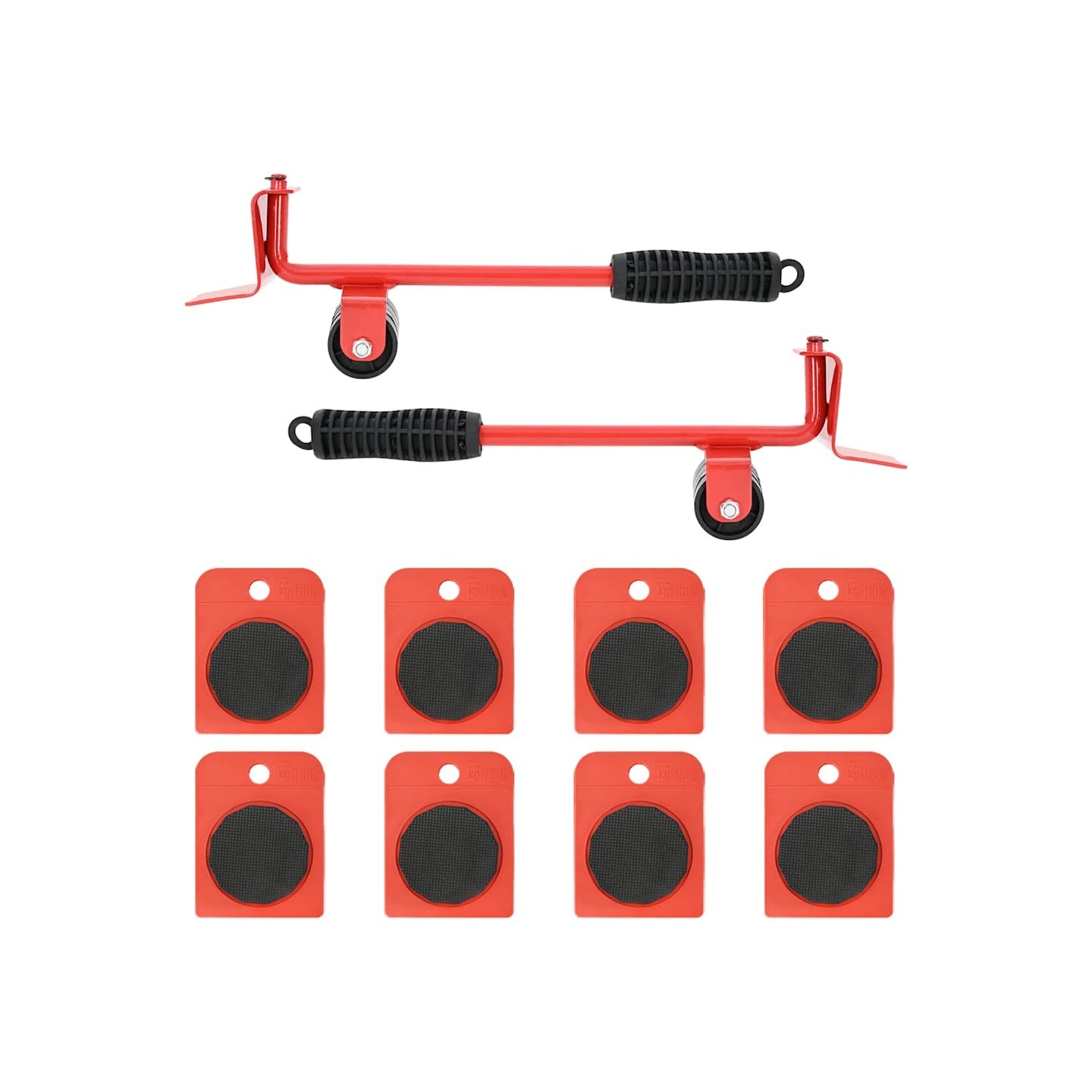 Roulettes pour meubles 8 pcs avec élévateurs Rouge 9,8x7,5x3 cm