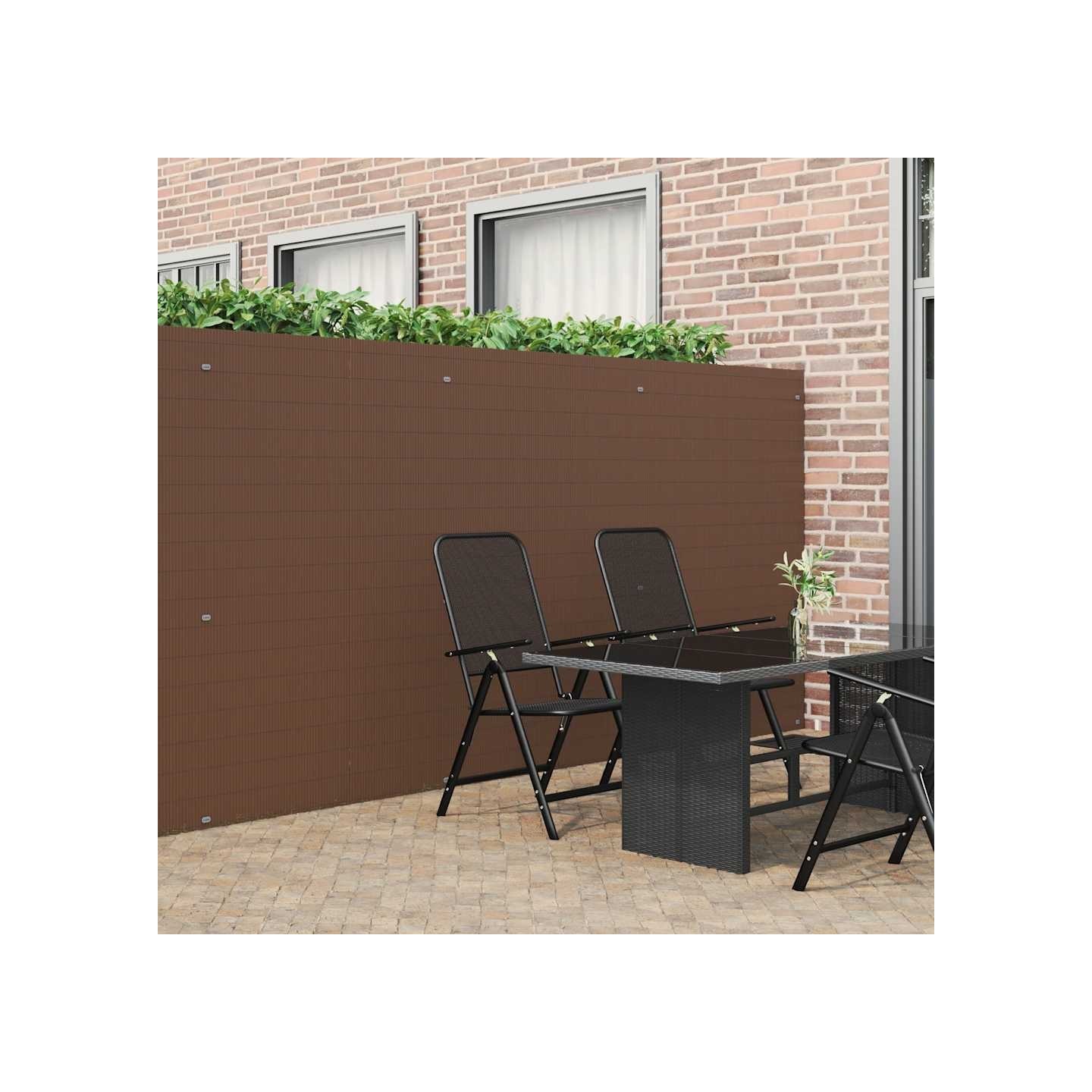 Clôture de jardin double face marron 1,8 x 3 m PVC