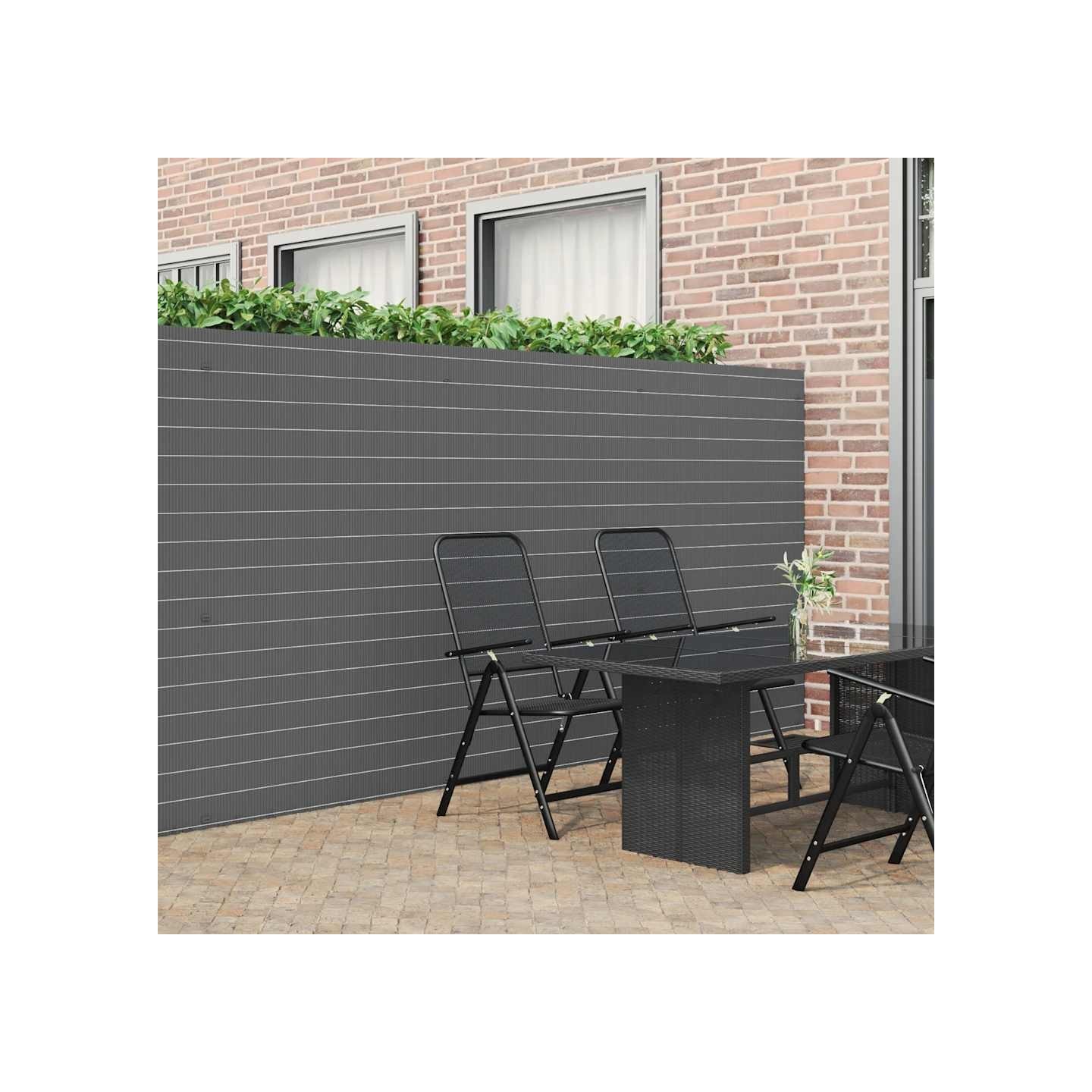 Clôture de jardin double face grise 1,8 x 3 m PVC