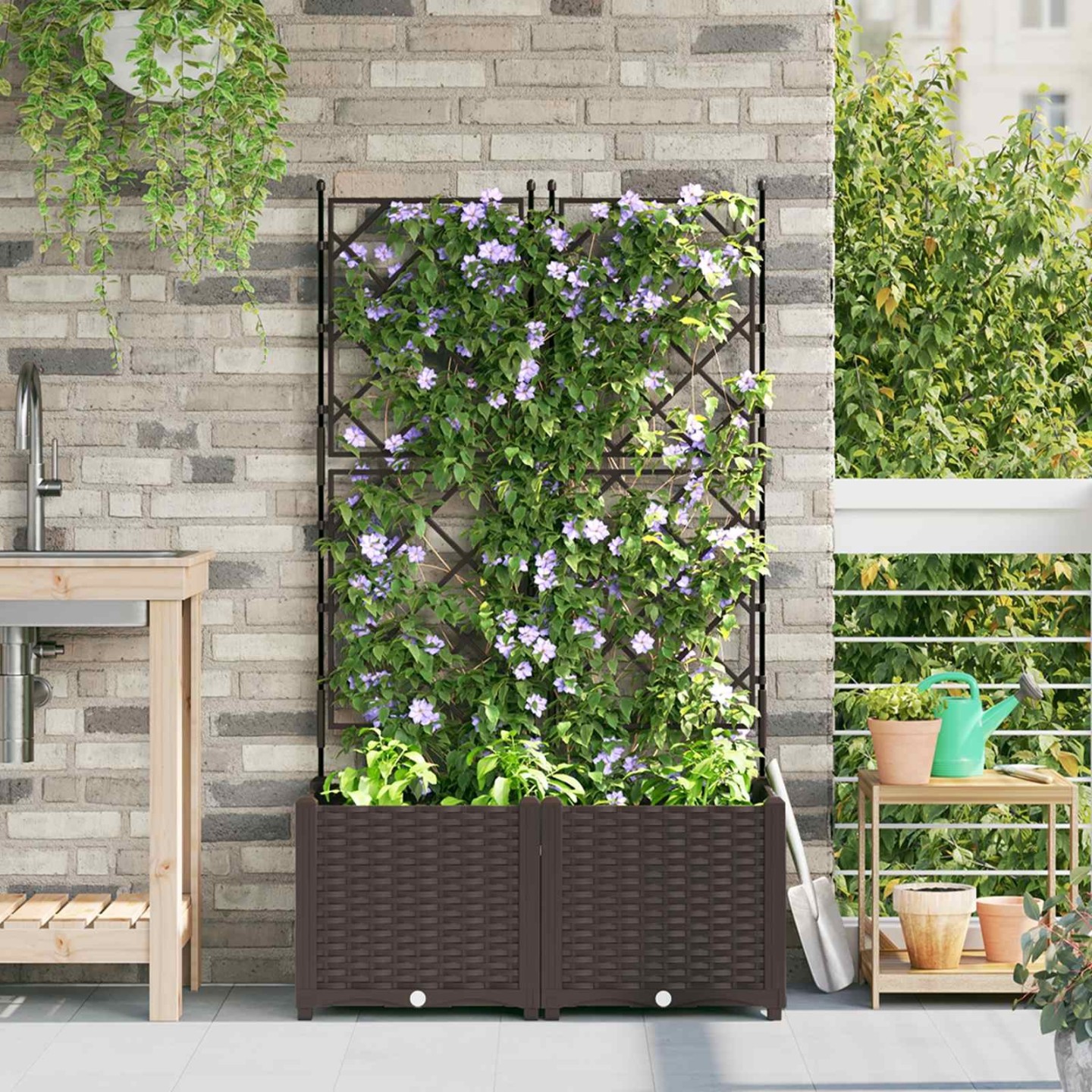 Cache-pot de jardin 2 pc Marron 80 x 40 x 143 cm PP