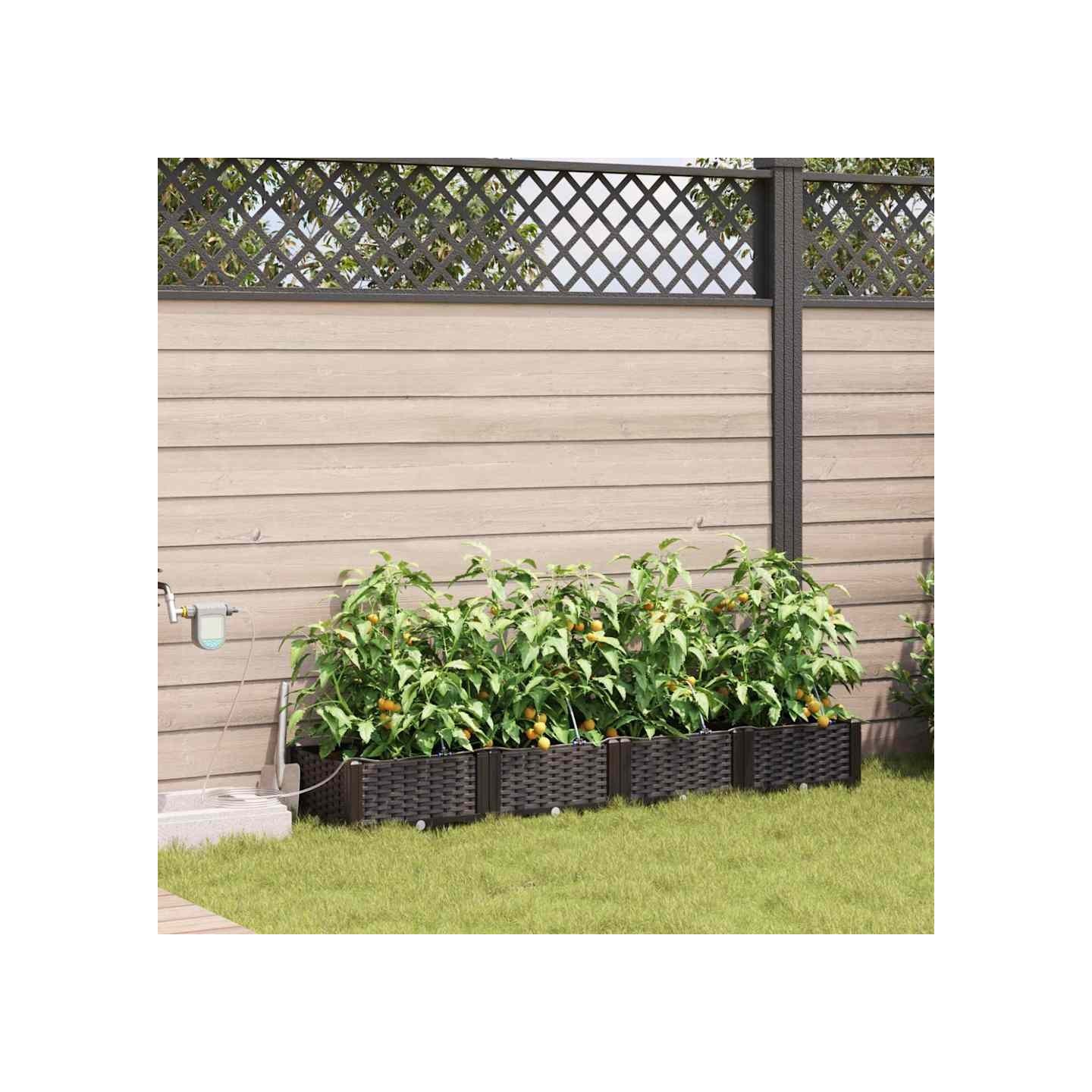 Cache-pot de jardin 4 pc Marron 160 x 40 x 22 cm PP