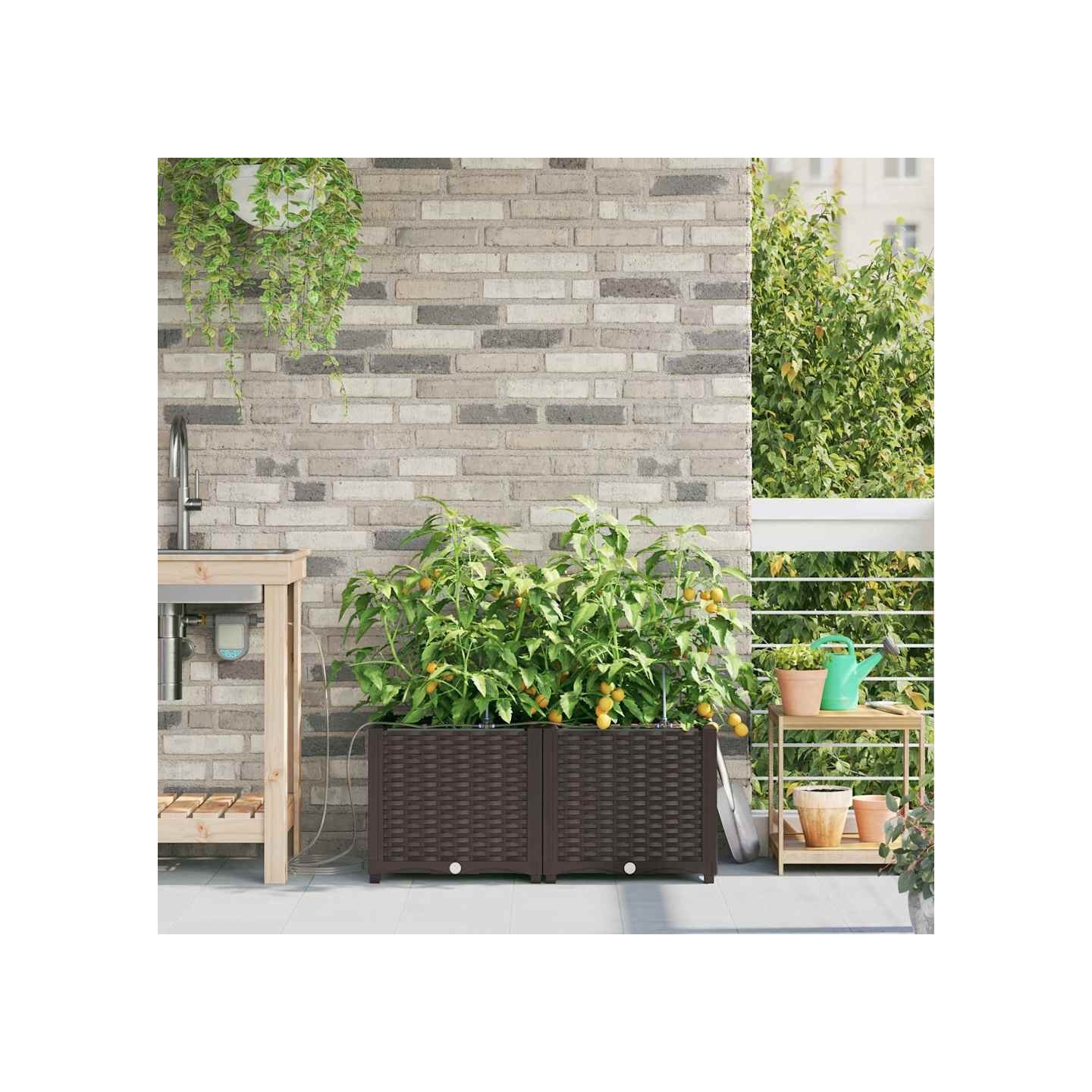 Cache-pot de jardin 2 pc Marron 80 x 40 x 37,5 cm PP