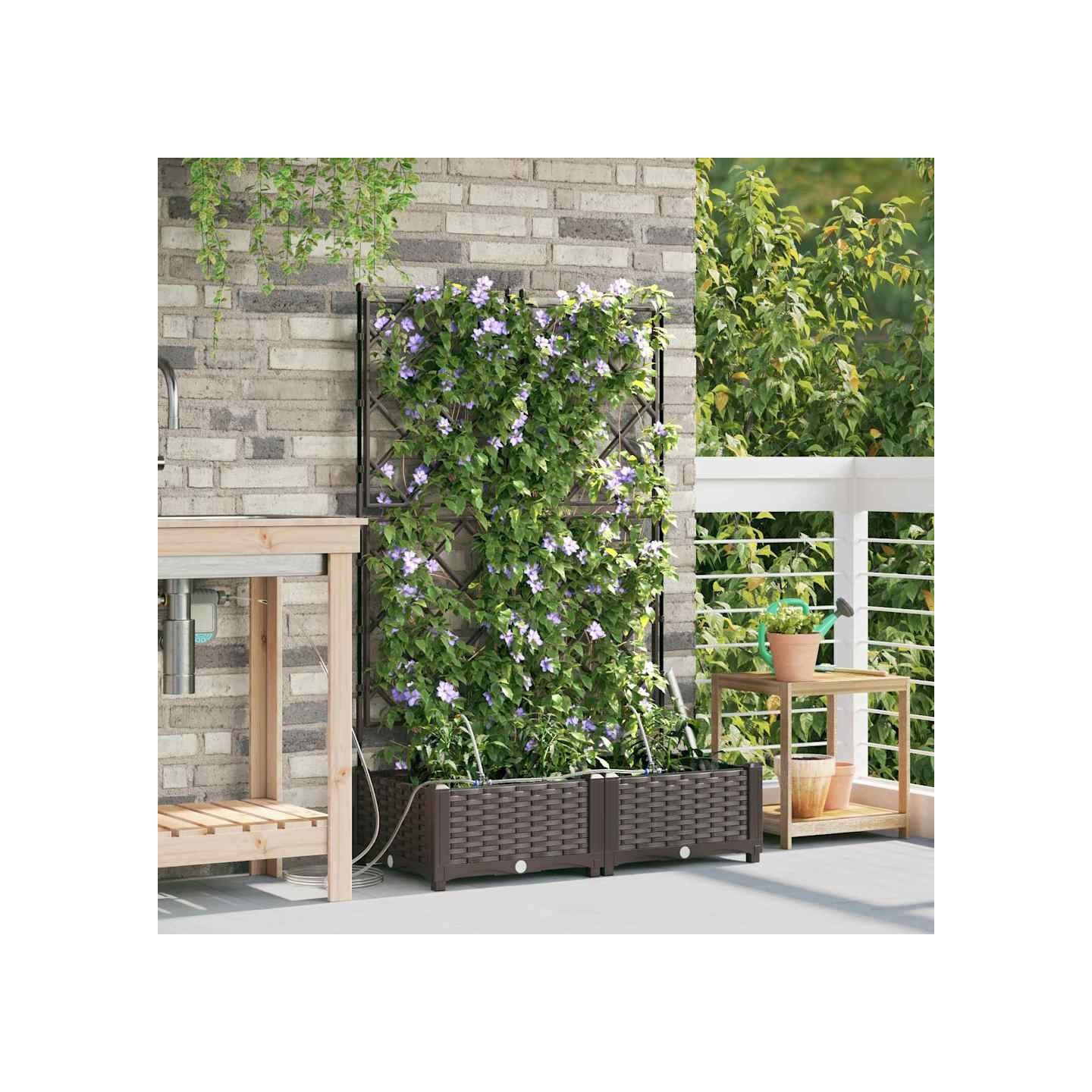 Cache-pot de jardin 2 pc Marron 80 x 40 x 126 cm PP