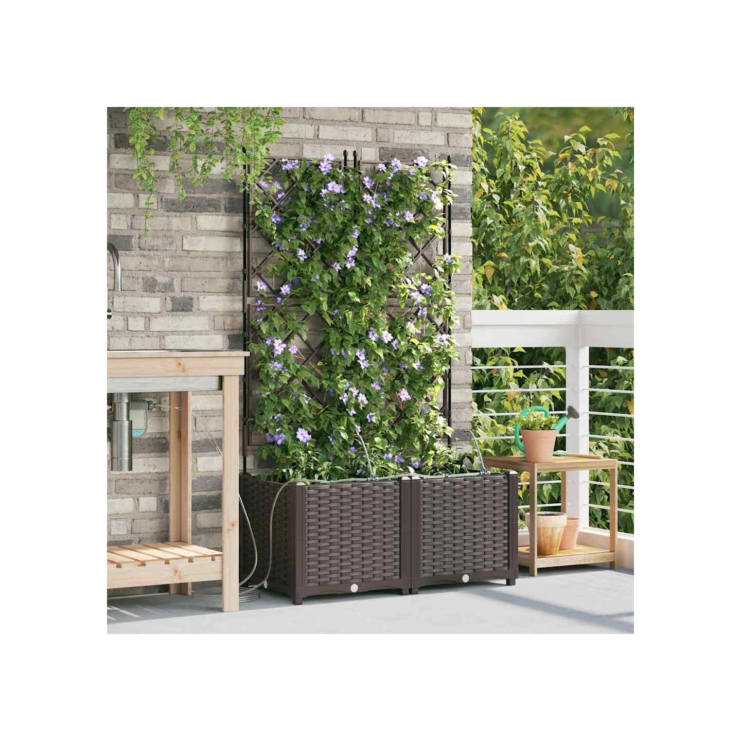 Cache-pot de jardin 2 pc Marron 80 x 40 x 142 cm PP
