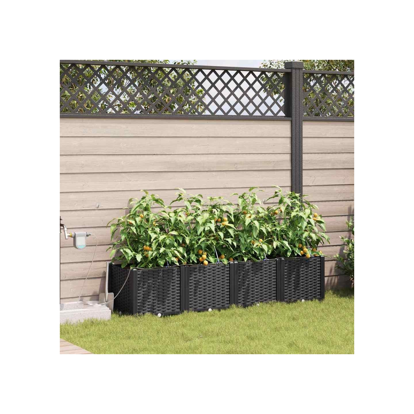 Cache-pot de jardin 4 pc Noir 160 x 40 x 37,5 cm PP