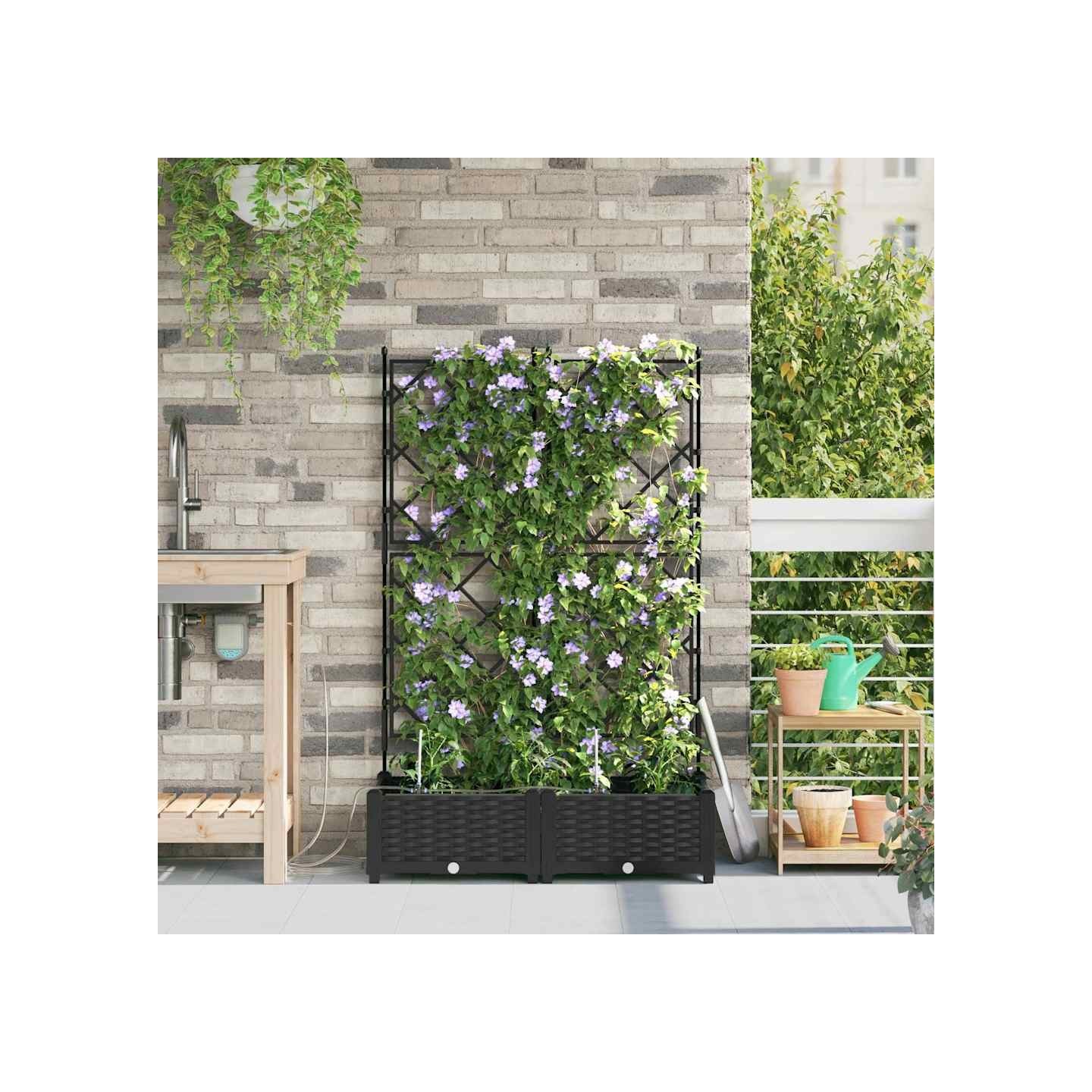 Cache-pot de jardin 2 pc Noir 80 x 40 x 126 cm PP