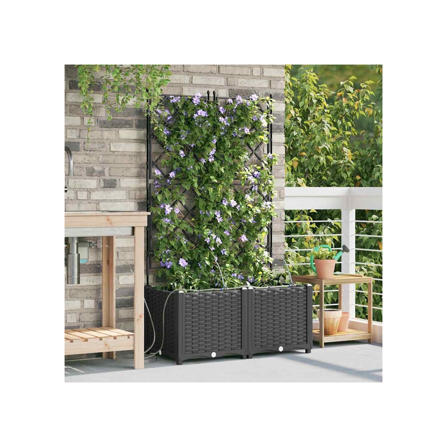 Cache-pot de jardin 2 pc Noir 80 x 40 x 142 cm PP