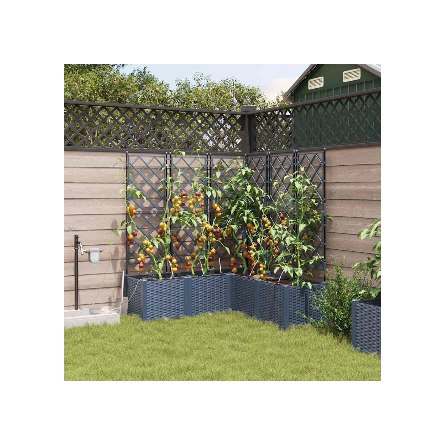 Cache-pot de jardin 3 pc Gris 80 x 80 x 143 cm PP
