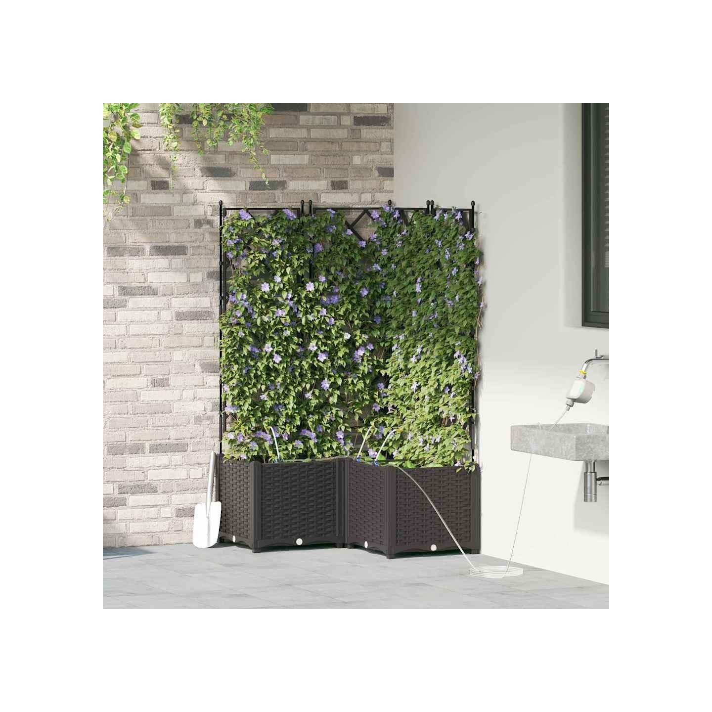 Cache-pot de jardin 3 pc Noir 80 x 80 x 142 cm PP